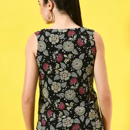 CHARMGAL Floral Printed V-Neck Sleeveless Regular Top image 5