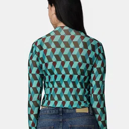Popwings Geometric Printed High Neck Crop Top image 5