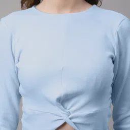 FBAR Pack Of 2 Cotton Crop Three-Quarter Sleeves Twisted Fitted Tops image 2