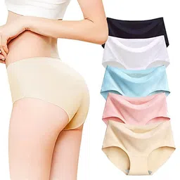 LOURYN KOULYN Women's Seamless Hipster Ice Silk Panty, Briefs Woman Seamless Underwear Panties Seamless String Panty (Pack of 2 - Multi Colour) (Sizes S to XXL) image 5