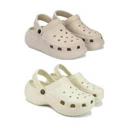 WINGSCRAFT-Premium Comfortable Regular Wear Women Clogs Sandal for Women's & Girls-Combo(2)-OO1-OO8-8 Beige image 1