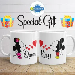 artgenics King & Queen Printed Couple Coffee Tea Cup for Husband, Wife On Marriage, Anniversary, Birthday Valentine Gifts Ceramic Coffee 325ml. Ceramic Coffee Mug-picture-29