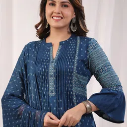 Readiprint Fashions Women Ethnic Motifs Printed Pleated Kurta with Palazzos & With Dupatta image 2