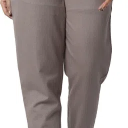 houseofcommon Women Regular Fit Grey Pure Cotton Trousers image 2