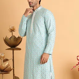 jompers Men Embroidered Viscose Rayon Straight Kurta image 3