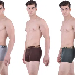 bigboss Pack of 3 Combed Cotton Double Pouch Support Solid Men Trunk image 3
