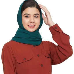 basket365 Solid Georgette Women Dark Green Scarf, Stole, Fancy Scarf image 2