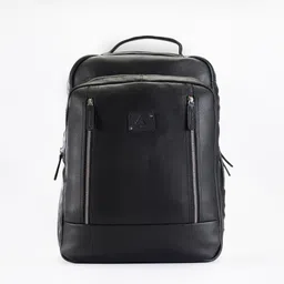 Picco Massimo Black Leather Textured Laptop Backpack-picture-25