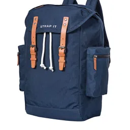 STRAP IT Unisex Navy Blue Contrast Detail Backpack with Shoe Pocket image 2