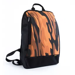 QIPS Unisex Orange & Black Camouflage Backpack image 5