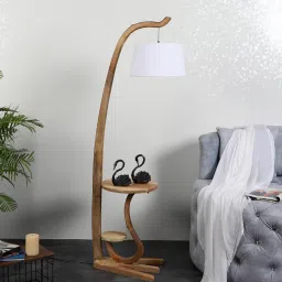 sapphire White Shade Floor Lamp With Wood Base image 3