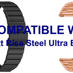 ACM WSM20H22BKRSG3641 Pack of 2 Watch Strap Adjustable Steel 22mm for Fire-Boltt Rise Steel Ultra Bsw226 Smartwatch (Black/Rose Gold Pink) Smart Watch Strap-picture-24