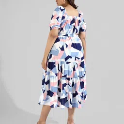 instafab plus Women A-line Multicolor Midi/Calf Length Dress image 4