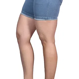 sendipo Solid Women Denim Grey Denim Shorts image 4