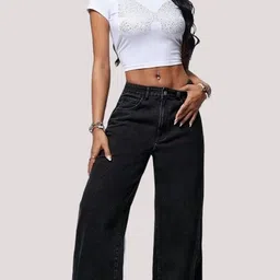 dollfashion Women Straight Fit High Rise Black Jeans image 2