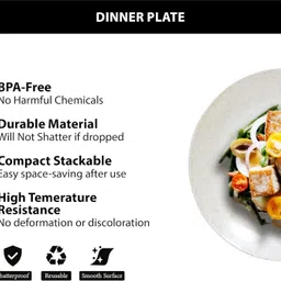 ariya 10.5 Inch Melamine Marble Full Serving Plates Plate Set of 6 Dishwasher Safe Rice Plates image 3