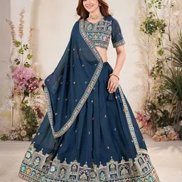 house of common Embroidered Semi Stitched Lehenga Choli image 1