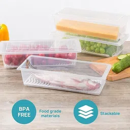 deejet Plastic Fridge Storage Basket Box Freezer Containers Food Dry Fruit Vegetables 1500ML Storage Basket image 3