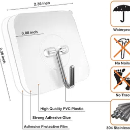 campfire Strong Adhesive Sticky Hook For Kitchen & Bathroom(Do Not Stick On Painted wall) Hook 10 image 2