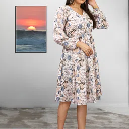 givafashion Women Fit and Flare White Below Knee Dress image 3