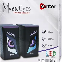Enter Music Eye Wood and ABS USB Mini Speaker (Set of 2 Pcs) 3 W Laptop/Desktop Speaker image 2