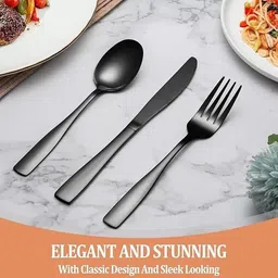 heimora Black spoons and fork set,serving spoon Stainless Steel Cutlery Set Stainless Steel Cutlery Set image 5