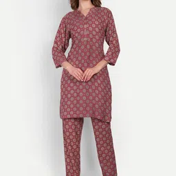NH KAPDEWALA Floral Printed Straight Kurta With Trousers image 1