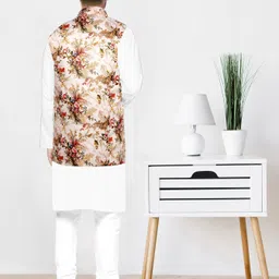 fabwax Men Cotton Blend Kurta Pyjama Ethnic Jacket Set image 3