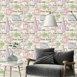 WallDaddy Pink & Blue Kitchen Theme Printed Self-Adhesive Wallpaper-picture-13