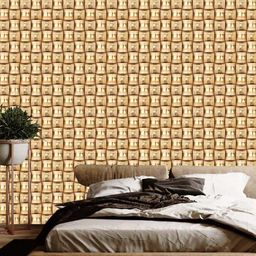 WallDaddy Brown Golden Strips Square-Printed Self-Adhesive Wallpaper-picture-2