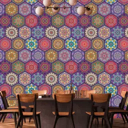 WallDaddy Blue & Pink Ethnic Designed Self Adhesive Wallpaper-image-68