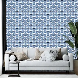 Wallpics Blue & White Abstract Printed Self-Adhesive Wallpaper-image-55