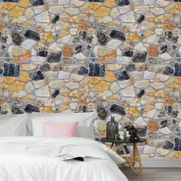 Jaamso Royals Grey & Beige Stone Self Adhesive Wallpaper-picture-32