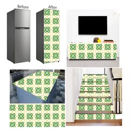 Wallpics Green & Cream Printed Wallpaper image 2