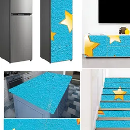 Wallpics Blue Printed Self-Adhesive Wallpaper image 2