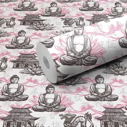 WallDaddy Black Dragon Buddha Printed Self Adhesive Wall Paper image 5