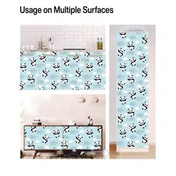 WallDaddy Blue & Black Panda Designed Self Adhesive Wallpaper For Wall image 2
