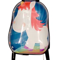 d paradise Small Cabin Suitcase (43 cm) 4 Wheels - Kids 16 inches Unicorn print Girl's Boy's suitcase/ trolley bag & 13 inche bag - Blue image 5