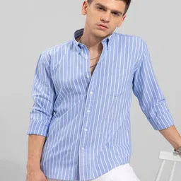 Bought First Premium Striped Cotton Button-Down Collar Opaque Casual Shirt image 3
