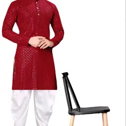 jilani traders Men Viscose Rayon Kurta Dhoti Set image 2