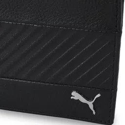 puma Men & Women Black Genuine Leather Wallet image 4