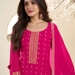 Seerat Ethnic Motifs Woven Design Regular Thread Work Kurta with Trousers & Dupatta image 2