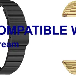 ACM WSM20H20BKGL3022 Pack of 2 Watch Strap Adjustable Steel 20mm for Goqii Stream Smartwatch (Black/Champagne Gold) Smart Watch Strap image 1