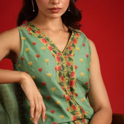 anayna Women Floral Printed Kurta with Trousers & With Dupatta image 1