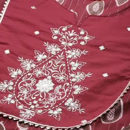 Indo Era Women Maroon & Brown Ethnic Motifs Printed Kurta with Trousers & Dupatta image 2