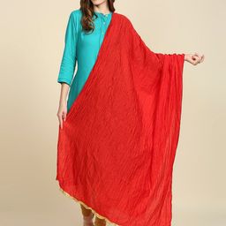 Dupatta Bazaar Women Red & Gold-Toned Dupatta-picture-13