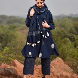 Chidiyaa Blue & White Printed Pure Cotton Dupatta-picture-44