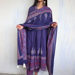 Chidiyaa Purple & Red Printed Pure Cotton Dupatta-picture-31