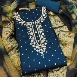 KALINI Ethnic Motifs Woven Design Beads and Stones Unstitched Dress Material-picture-29
