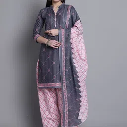 Roly Poly Geometric Printed Mandarin Collar Kurta With Salwar & Dupatta-picture-22